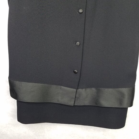 Vtg Nat Kaplan Couture Shift Dress 14 Black Long Sleeve Layered Ribbon Bow 80's - Picture 10 of 16